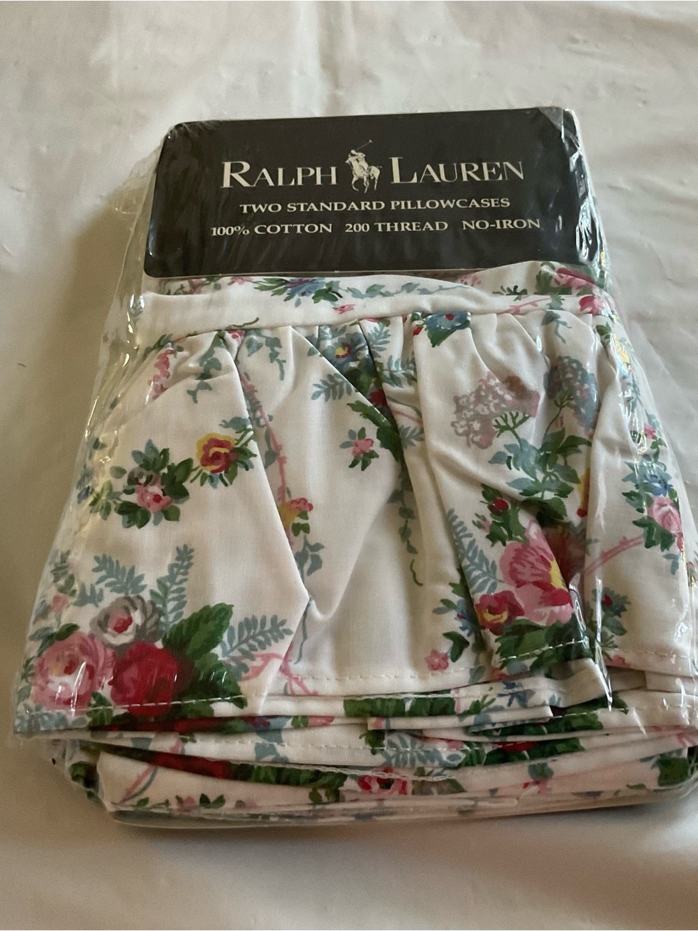 New VINTAGE Ralph Lauren BLAINE Floral Ruffled 2 Standard Pillowcases
